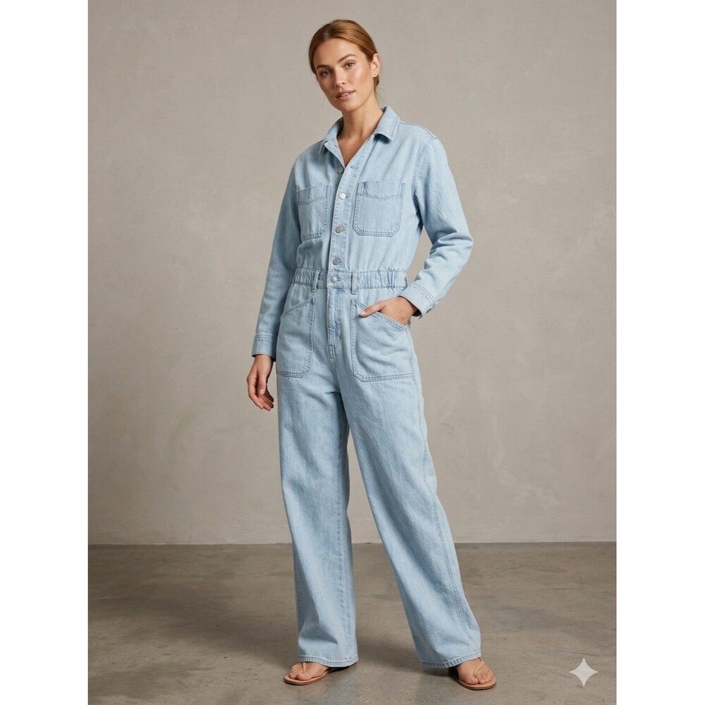 Universal Thread Jumpsuit Womens Sz 12 Utility Baggy Denim Boiler Suit New - Picture 1 of 9